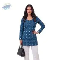 Designer Fir Blue Short Kurti