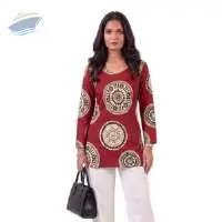 Printed Trendy Daily Wear Red Short Kurti