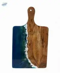 Wooden Cutting Board With Blue/Green Resin