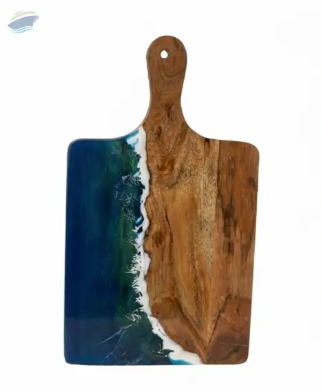 Wooden Cutting Board With Blue/Green Resin