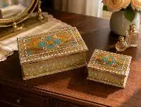 HandCarved Wooden Jewelry Nesting Box (Set of 2)
