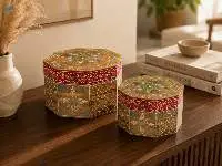 Hand-Painted Octagonal Wooden Nesting Boxes Set