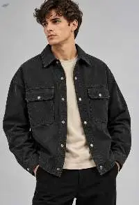 Men's Charcoal Black Washed Denim Jackets