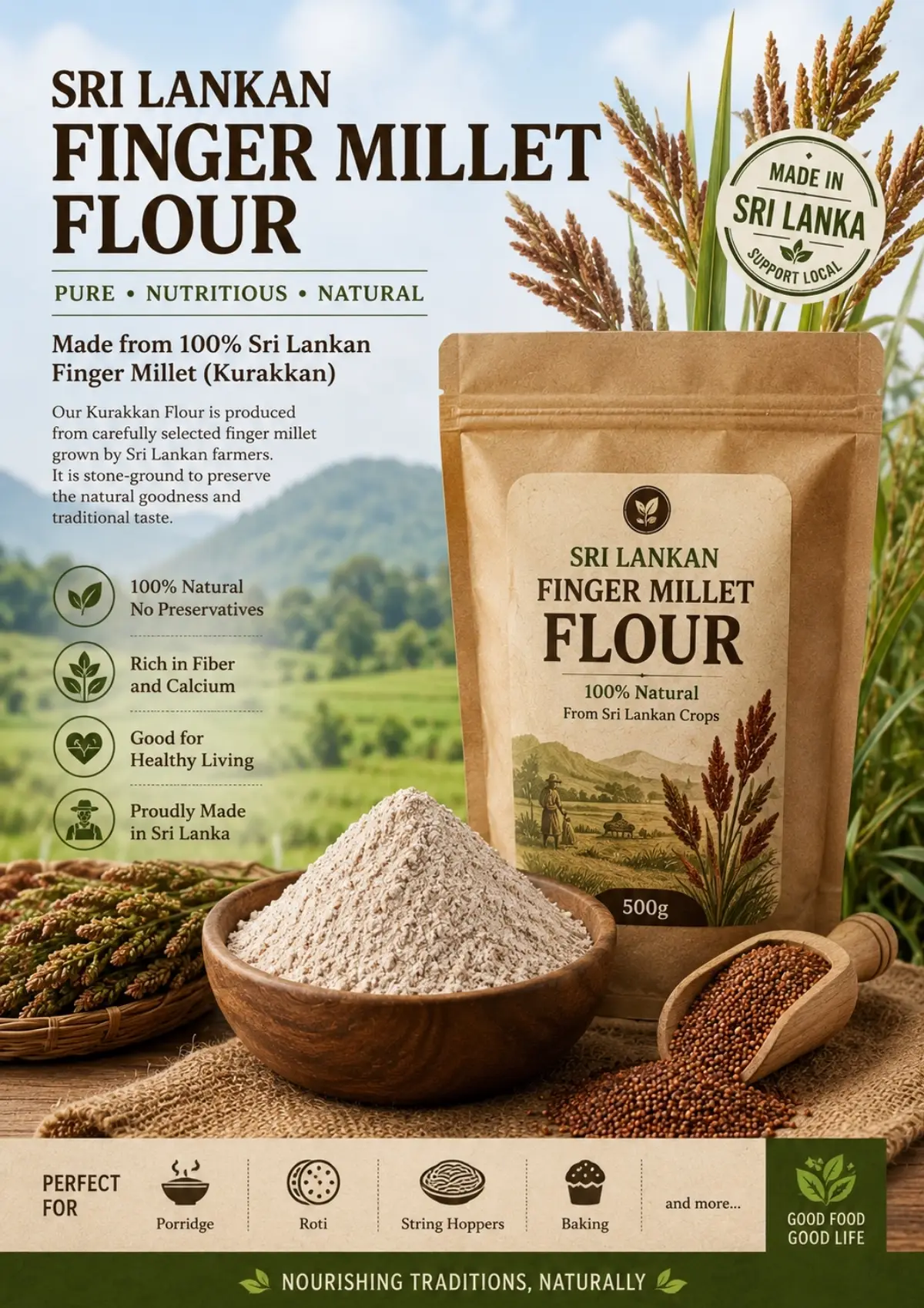 Sri Lankan Fringer Millet Flour