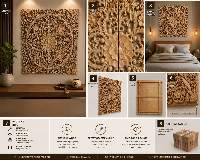 Premium Mahogani CNC Carved Wall Panel