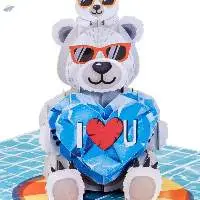 3D Pop-Up Bear Dad Card with I Love You Heart