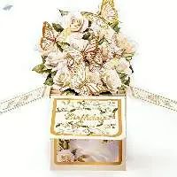 3D Birthday Card with Gold Butterflies & Roses
