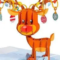3D Christmas Reindeer Pop-Up Ornament Card