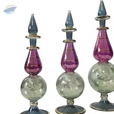 Blown Glass Perfume Bottles - Set of 3