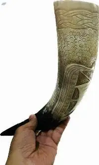 Engraved Drinking Horn