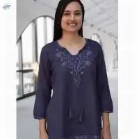 ARA Pure Cotton Block Print Embroidered Tunic