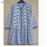 Printed Front Pleated Tunic Top Kurti Blouse