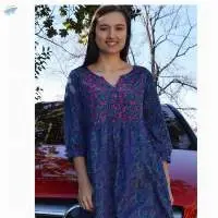 Hand Embroidered Printed Tunic Top Blouse