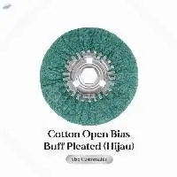Cotton Open Bias Buff Green Pleated 8.5