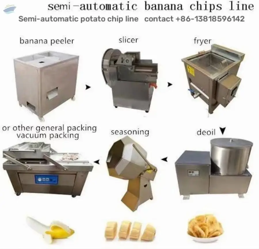 Semi Automatic Banan Potato Chips Process Line