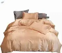 Solid Color Satin Silk Three-piece Bedding Set